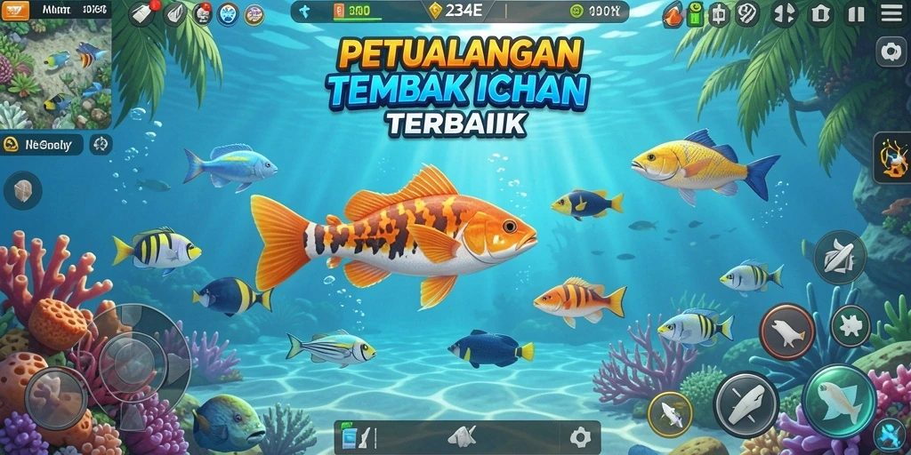 Screenshot gameplay 234E menampilkan aksi Tembak Ikan yang mendebarkan.