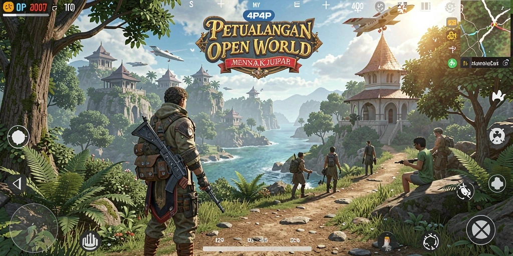Screenshot gameplay 4P4P yang menampilkan dunia luas dan petualangan seru.