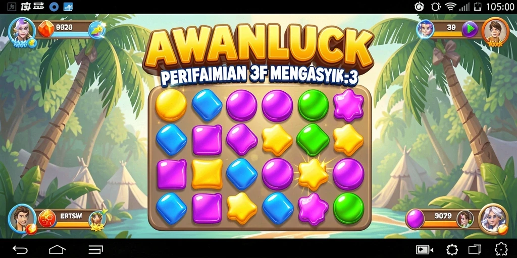 Tangkapan layar AWANLUCK menampilkan gameplay Match-3 yang seru.