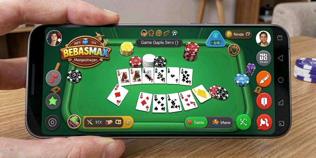 Tampilan gameplay seru di BEBASMAX saat bermain Gaple.