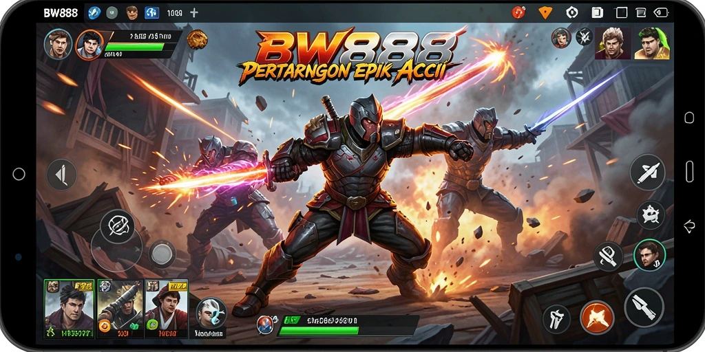 Tampilan gameplay BW888 dengan pertarungan intens dan grafis menawan.