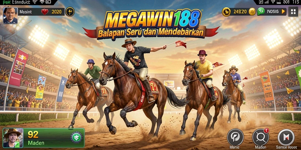 Screenshot gameplay MEGAWIN188 menampilkan balapan mendebarkan.