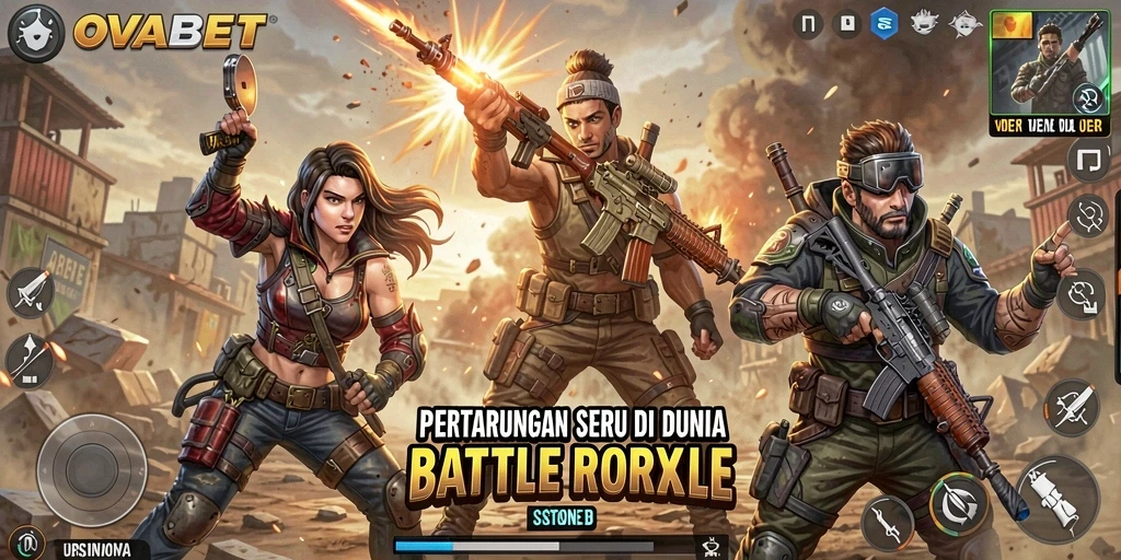 Screenshot gameplay OVABET yang menampilkan pertarungan epik Battle Royale.