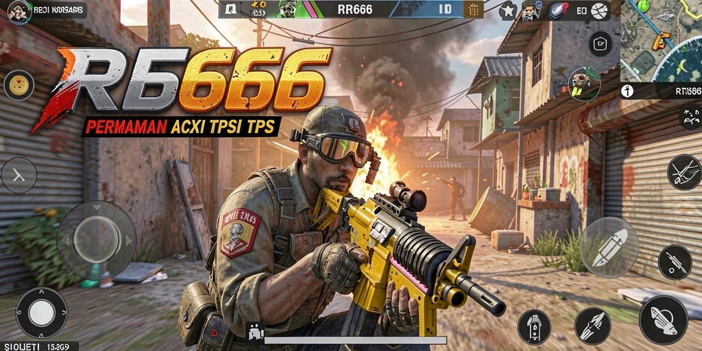 Gambar utama gameplay <strong>RR666</strong> menampilkan aksi TPS yang intens dan menarik.