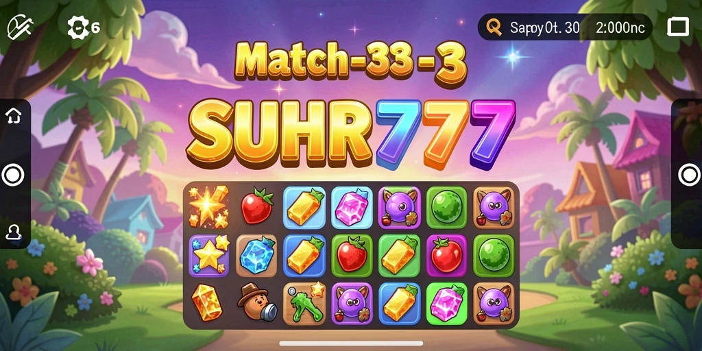 Tampilan gameplay SUHU777 yang menampilkan momen seru dalam permainan Match-3.