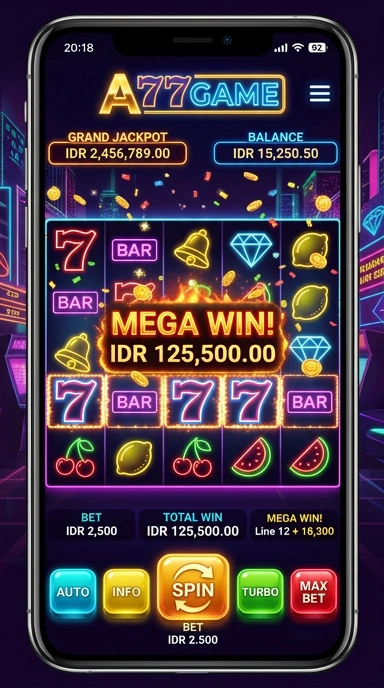Tampilan beranda aplikasi a777game yang menarik dan mudah dinavigasi.